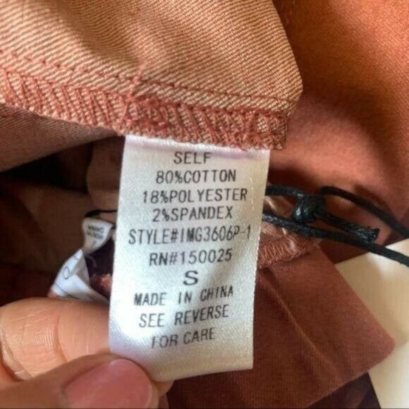 Emory Park flare leg pants high waisted with bow tie closure color rust sz small - Picture 9 of 9